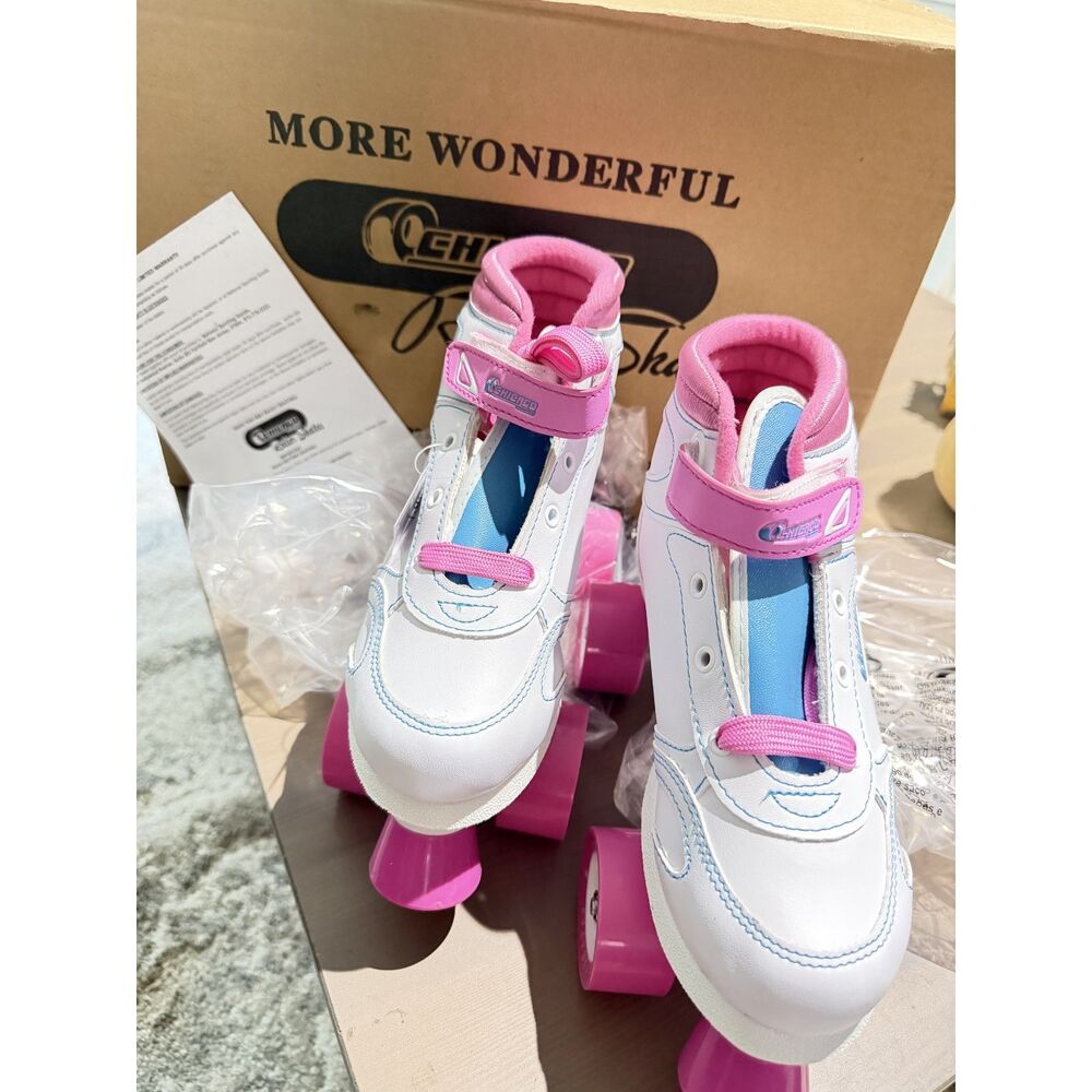 Chicago Skates CRS100 Girls Quad Roller Skates White Pink Size 4 EU 36 New